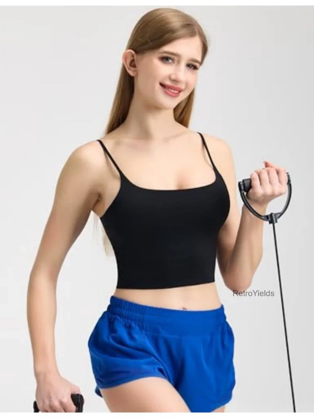 Women's Padded Longline Sports Bra Tank Top Adjustable Straps